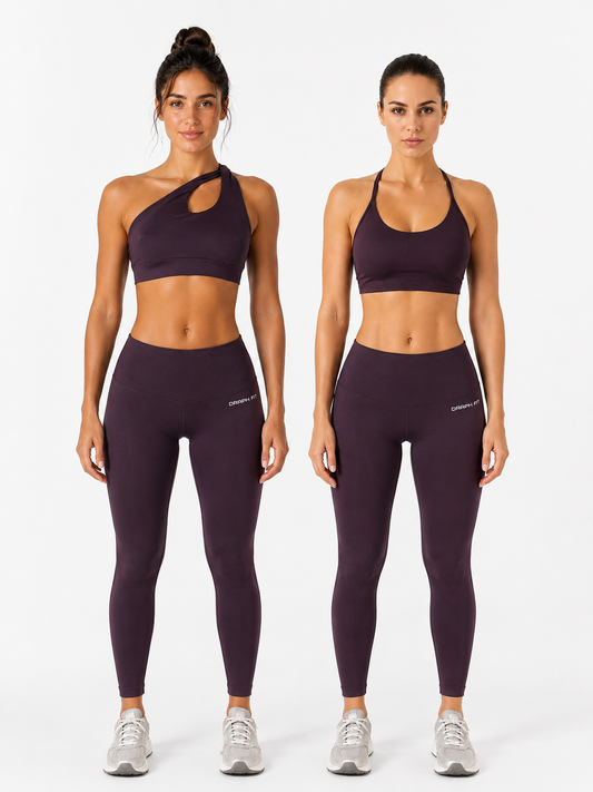 Set Home 1 Leggings + 2 Tops Purple