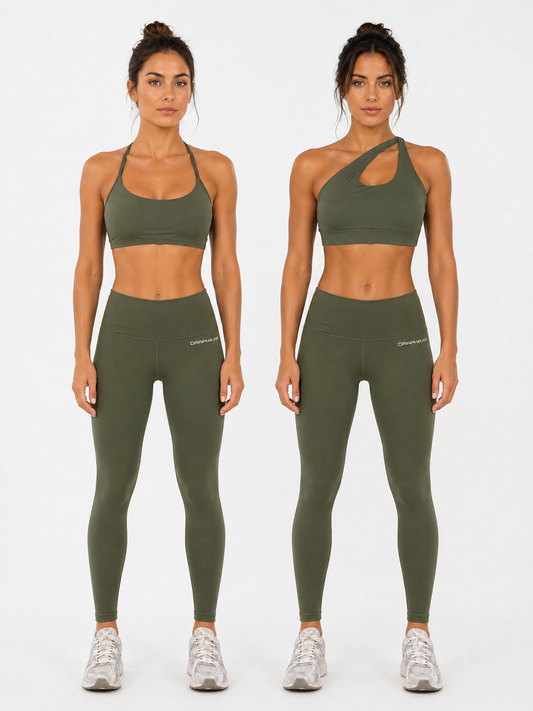 Set Home 1 Leggings + 2 Tops Green